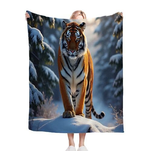 ZZXHG Kuscheldecke Flauschige 150x200 XL Gelber Tiger, Weiche Plüsch Decke für Kind Adulte, Warm Flanell Fleecedecke Wendedecke Wohndecke für Bett, Wolldecke Sofadecke Tagesdecke von ZZXHG