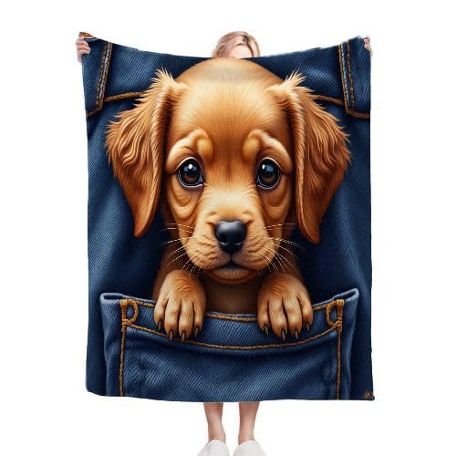 ZZXHG Kuscheldecke Flauschige 150x200 XL Gelbes Tier Hund, Weiche Plüsch Decke für Kind Adulte, Warm Flanell Fleecedecke Wendedecke Wohndecke für Bett, Wolldecke Sofadecke Tagesdecke von ZZXHG