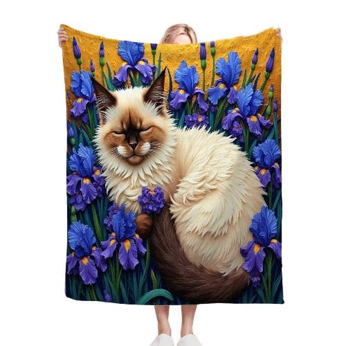 ZZXHG Kuscheldecke Flauschige 150x200 XL WeißE Calico-Katze, Weiche Plüsch Decke für Kind Adulte, Warm Flanell Fleecedecke Wendedecke Wohndecke für Bett, Wolldecke Sofadecke Tagesdecke von ZZXHG