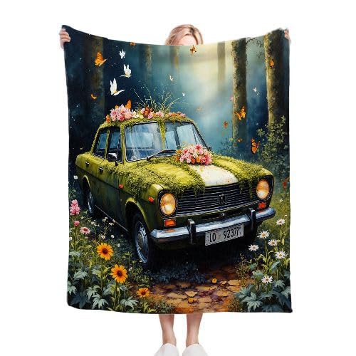 ZZXHG Kuscheldecke GrüNes Auto, Weiche Flauschige Decke Kind Mädchen Jungen, Warm Wendedecke Flanell Fleecedecke TV-Decken Sofadecke Wohndecke Couchdecke Tagesdecke - 130x150 cm von ZZXHG