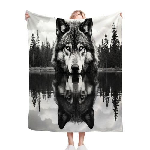 ZZXHG Kuscheldecke Kinder 100 x 150 Schwarzes Tier Wolf, Weiche Flauschige Plüsch Decke für Kind Haustie, Leichte Flanell Fleecedecke Tagesdecke/Sofadecke/Couchdecke/Wohndecke/Hundedecke f17 von ZZXHG