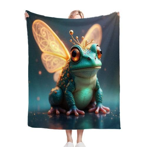 ZZXHG Kuscheldecke Kinder 130x150 Blauer Frosch, Weiche Flauschige Plüsch Decke Tagesdecke für Erwachsene Haustier, Flanell Fleecedecke Sofadecke Couchdecke Wohndecke Sofaüberwurf von ZZXHG