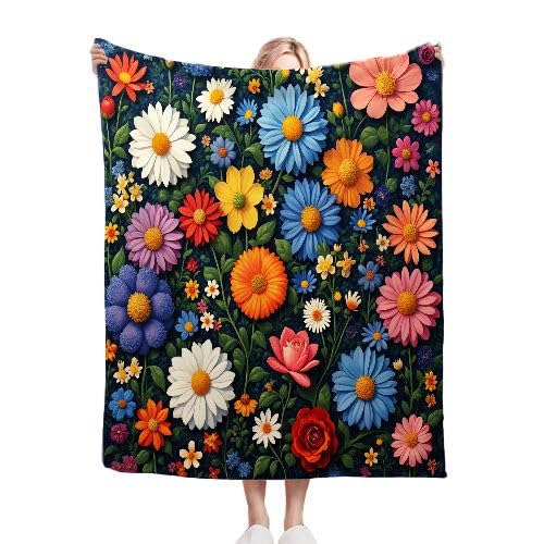 ZZXHG Kuscheldecke Kinder 130x150 Bunte Blume Erwachsener, Weiche Flauschige Plüsch Decke Tagesdecke für Erwachsene Haustier, Flanell Fleecedecke Sofadecke Couchdecke Wohndecke Sofaüberwurf von ZZXHG