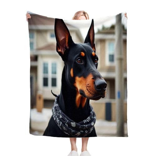 ZZXHG Kuscheldecke Kinder 130x150 Schwarzer Dobermann, Weiche Flauschige Plüsch Decke Tagesdecke für Erwachsene Haustier, Flanell Fleecedecke Sofadecke Couchdecke Wohndecke Sofaüberwurf von ZZXHG