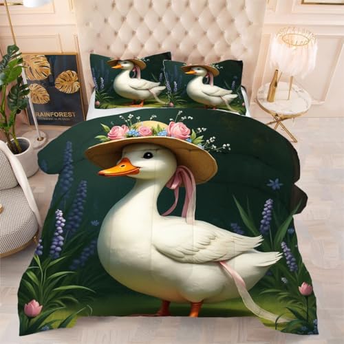 ZZXHG Weich 3D Druck Bettdecke Atmungsaktiv - WeißE Ente, Bettdecken Set mit 2 Kissenhüllen 80x80 cm für Kinder, Hautfreundlich, 140x200 cm, Ersetzt Daunendecke ZZXHG Weich 3D Druck Bettdecke Atmungsaktiv - WeißE Ente, Bettdecken Set mit 2 Kissenhüllen 80x80 cm für Kinder, Hautfreundlich, 140x200 cm, Ersetzt Daunendecke von ZZXHG