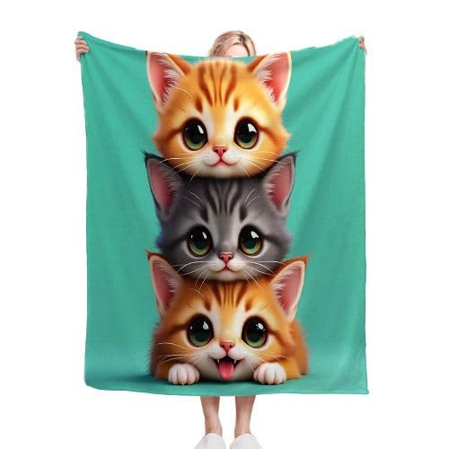 ZZXHG Wohndecken Kuscheldecken 150x200 Bunte Tierkatze, Weiche Flauschige Plüsch Decke für Kind Erwachsene, Flanell Fleecedecke TV-Decken/Sofadecke/Tagesdecke/Mikrofaser Couchdecke f7 von ZZXHG