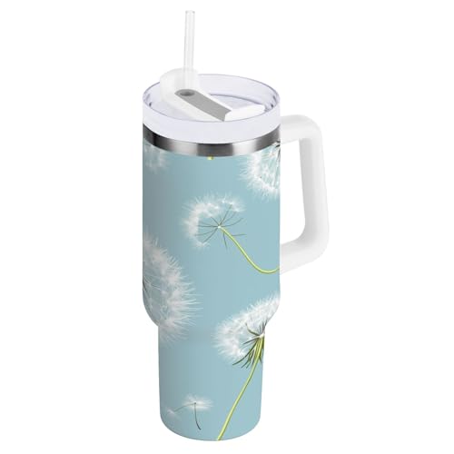 ZZXXB Isolierte Edelstahl-Wasserflasche mit Griff und Strohhalm-Deckel, doppelwandig, Reisebecher, 850 ml von ZZXXB