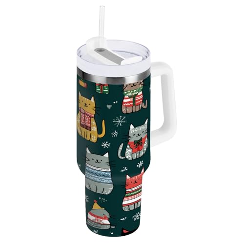 ZZXXB Isolierte Edelstahl-Wasserflasche mit Griff und Strohhalm-Deckel, doppelwandig, Reisebecher, 850 ml von ZZXXB