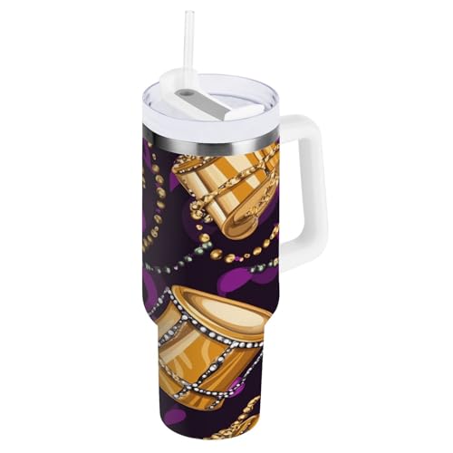 ZZXXB Isolierte Edelstahl-Wasserflasche mit Griff und Strohhalm-Deckel, doppelwandiger Reisebecher, 850 ml von ZZXXB