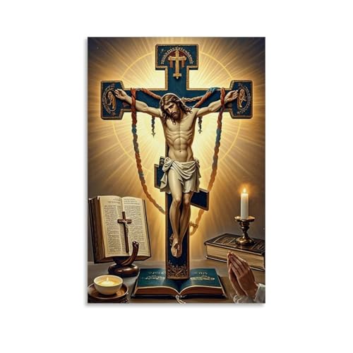 ZZXZHTHB Christliches Poster mit dem Bild des gekreuzigten Jesus am Kreuz in der Nähe von Wandkunst, Wandbild, moderne Dekoration, hängendes Kunstposter, 20 x 30 cm ZZXZHTHB Christliches Poster mit dem Bild des gekreuzigten Jesus am Kreuz in der Nähe von Wandkunst, Wandbild, moderne Dekoration, hängendes Kunstposter, 20 x 30 cm von ZZXZHTHB