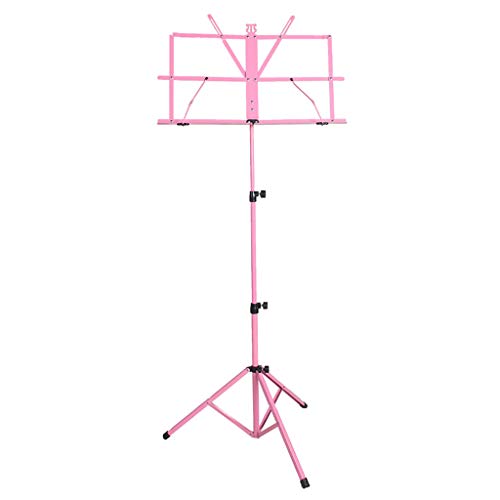 ZZYE Noten-Halter, Metalldreieck-Standplatz, robust und langlebig, Blatt Notenständer, höhenverstellbar 50-145Cm, Load Bearing 2 KG,Rosa von ZZYE