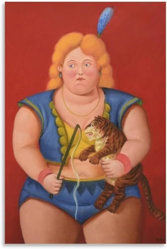 ZZYGGN GMGSW Cirkusdame med Tiger af Fernando Botero plakater og tryk Retro lærred vægkunst Fernando Botero maleri til hjemmet Billedindretning 50x70cm Ingen ramme von ZZYGGN GMGSW