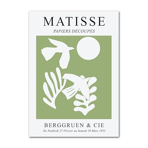 ZZYGGN GMGSW Grünes Matisse-Poster Abstrakter Ausschnitt Blume Wandkunst Matisse-Drucke Matisse-Gemälde Leinwand modern für Wohnzimmer Dekor Bild 50x70cm KEIN Rahmen von ZZYGGN GMGSW