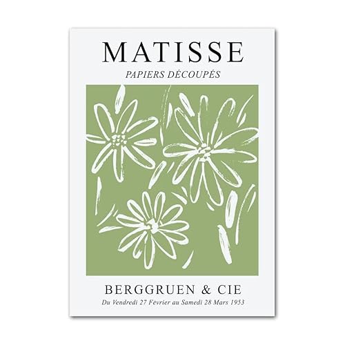 ZZYGGN GMGSW Grünes Matisse-Poster Abstrakter Ausschnitt Blume Wandkunst Matisse-Drucke Matisse-Gemälde Leinwand modern für Wohnzimmer Dekor Bild 50x70cm KEIN Rahmen von ZZYGGN GMGSW