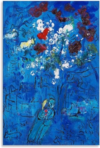 ZZYGGN GMGSW Marc Chagall Wandkunst《Der Strauß über Vence Blume》Poster Abstrakte Marc Chagall Drucke Marc Chagall Leinwandgemälde für Wohnkultur 40x60cm Kein Rahmen von ZZYGGN GMGSW