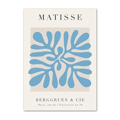 ZZYGGN GMGSW Matisse Himmelblau Leinwand Wandkunst Matisse Korallenblatt Poster Matisse Drucke Matisse-Gemälde Matisse-Bild für Zuhause Wanddekoration 40x50cmx1 Kein Rahmen von ZZYGGN GMGSW