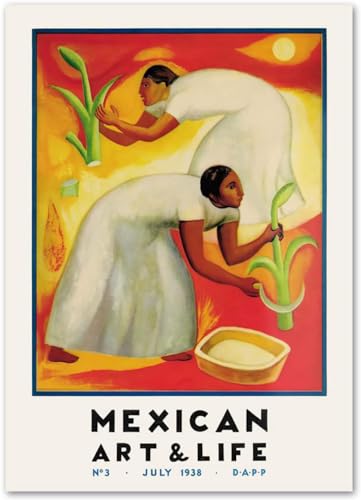 ZZYGGN GMGSW Mexikanische Kunst Leben Poster Mexikanische Frauen Wandkunst Mexikanische Kunst Leben Drucke Vintage Leinwand Gemälde für Home Office Dekor Bild 50x70cmx1 Kein Rahmen von ZZYGGN GMGSW