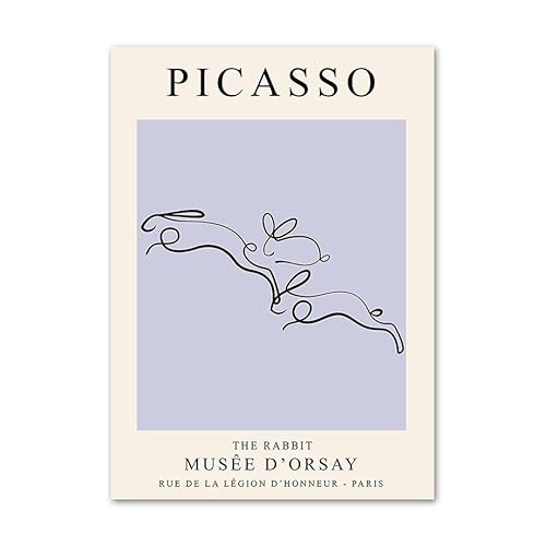 ZZYGGN GMGSW Picasso Minimalistische Linien Hase Poster und Drucke Picasso Wandkunst Picasso Gemälde Leinwand für Zuhause Wandkunst Dekor Bild 50x70cmx1 Kein Rahmen von ZZYGGN GMGSW