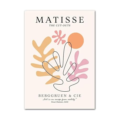 ZZYGGN GMGSW Rosa Matisse Poster Abstrakte Blume Koralle Wandkunst Matisse Drucke Matisse Malerei Leinwand für modernes Wohnzimmer Dekor Bild 50x70cm KEIN Rahmen von ZZYGGN GMGSW