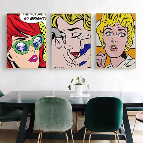 ZZYGGN GMGSW Roy Lichtenstein Pop Girl Poster Roy Lichtenstein Leinwand Wandkunst Ästhetische Malerei Pop Drucke für Moderne Wohnkultur Bild 50x70cmx3 Kein Rahmen ZZYGGN GMGSW Roy Lichtenstein Pop Girl Poster Roy Lichtenstein Leinwand Wandkunst Ästhetische Malerei Pop Drucke für Moderne Wohnkultur Bild 50x70cmx3 Kein Rahmen von ZZYGGN GMGSW
