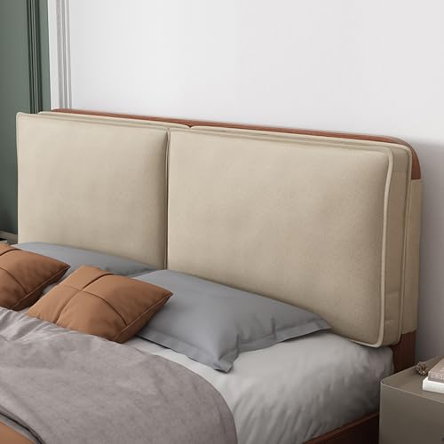 ZZYK Bett Kissenbrett Wandmontiertes Kopfteil,Große Rückenlehne Keil Lendenwirbelstützkissen,Rechteckkissen Abnehmbares Schlafsofa Etagenbett Kopfteil,Khaki,Paste 63"/160cm von ZZYK