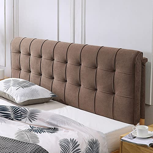 ZZYK Gepolstertes Kopfteil Kissen, Einfarbiges Bett Rückwand Wandkissen Tatami Schlafzimmer Samt Kopfteil Rückenlehne Stützkissen Übergröße Abnehmbares Kopfteil,Kaffee,No Headboard 70.8" von ZZYK