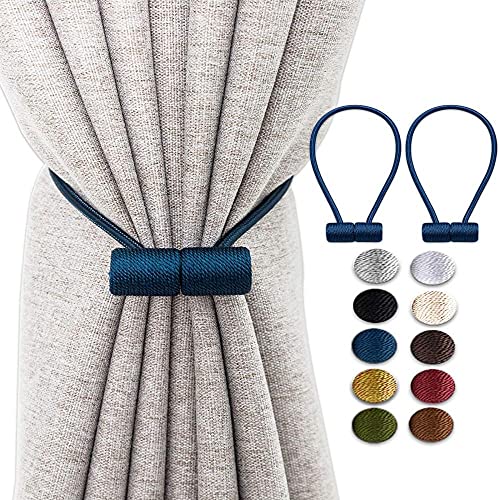 Vorhang Raffhalter Magnetisch (4 Stück), Gardinenriemen-marineblau, Vorhang Clips Seil Rückwärtige Vorhang Halter Schnallen Vorhang Binder Gardinenhalter für Heimtextilien Dekoration Zuhause Cafe Büro von ZZYLCDT