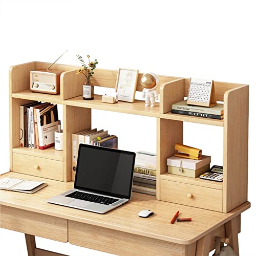 ZZZOLX 2-lagiges Holz – Schreibtisch-Organizer mit Schubladen, offene Aufbewahrungsregale, Computer-Schreibtisch-Bücherregal, Aufbewahrungsregal für Schminktisch von ZZZOLX