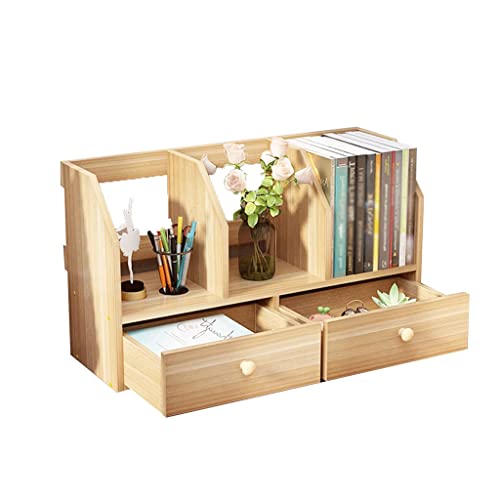 ZZZOLX mit Schubladen und Fach-Design, natürlichem Bambus, Schreibtisch-Organizer, Regal, Bücherregal, Präsentationsregal von ZZZOLX