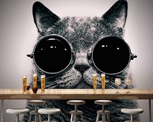 3D Tapete 300X210Cm Katze Im Europäischen Stil Mit Sonnenbrille Vlies Wand Tapete Wohnzimmer Schlafzimmer Büro Flur Dekoration Wandbilder Xxl Moderne Wanddeko von ZZZXX