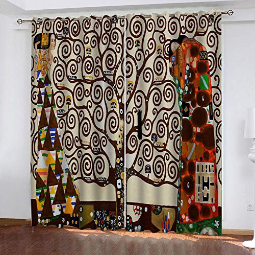 ZZZXX Vorhang Blickdicht Klimt Kuss 2 Stücke H 166 X B 75Cm Micofaser-Gewebe Vorhang Für Wohnzimmer Schlafzimmer Kinderzimmer Landhaus von ZZZXX