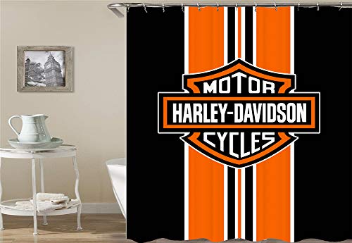 ZZZdz Harley Davidsons Logo. Wasserdicht. Einfach Zu S?Ubern. 12 Freie Haken. 3D-Hd-Druck. Nicht Verblassen. Duschvorhang 180X180 cm. von ZZZdz