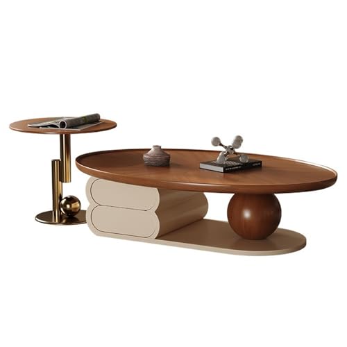 Beistelltisch Moderner minimalistischer Couchtisch aus Massivholz for das Wohnzimmer, nordisches Walnuss-Finish, Retro-Stil, luxuriöse Wohnmöbel, schlichtes Design Wohnzimmertisch Tisch(110cm) von ZZlei2yu-12