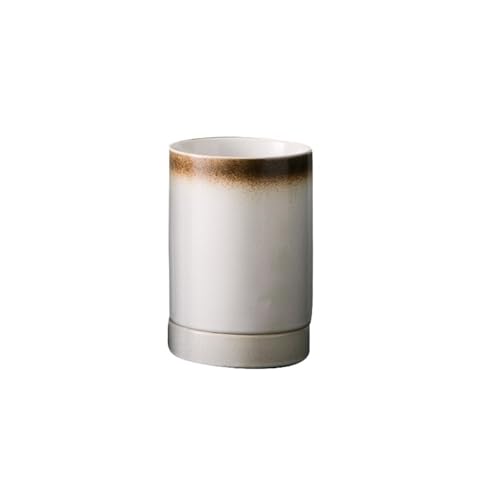 Besteckhalter Küchenutensilienhalter for die Arbeitsplatte – Löffelablage aus Keramik mit Abtropfschale Küchenutensilienhalter(Gold) von ZZlei2yu-12