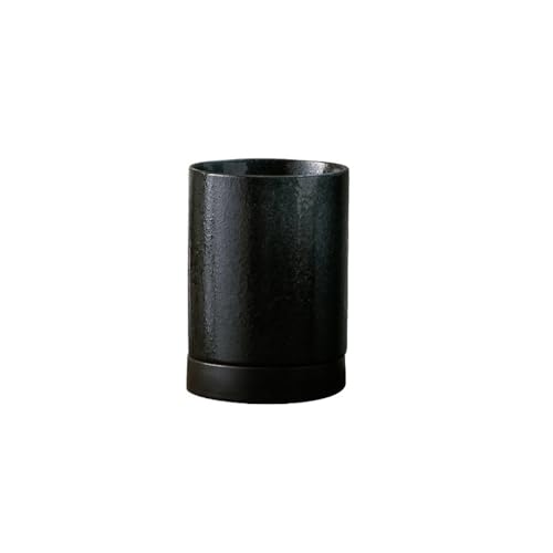Besteckhalter Küchenutensilienhalter for die Arbeitsplatte – Löffelablage aus Keramik mit Abtropfschale Küchenutensilienhalter(Schwarz) von ZZlei2yu-12