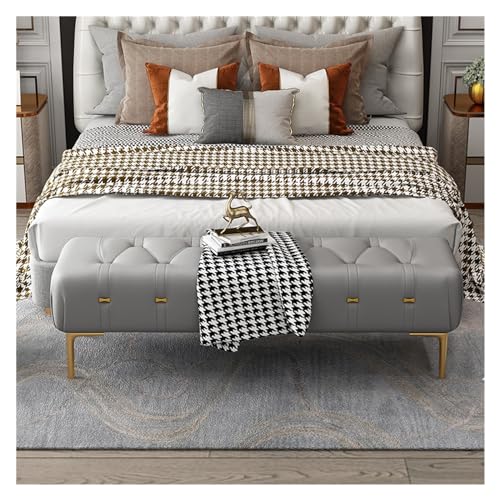 Bettbank Gepolsterte getuftete Bank mit gepolstertem Sitz, Fußhocker mit stabilen Metallbeinen, Lederbank for den Eingangsbereich des Schlafzimmers und Wohnzimmers Sitzbank(Dark grey,120**40*43cm) von ZZlei2yu-12