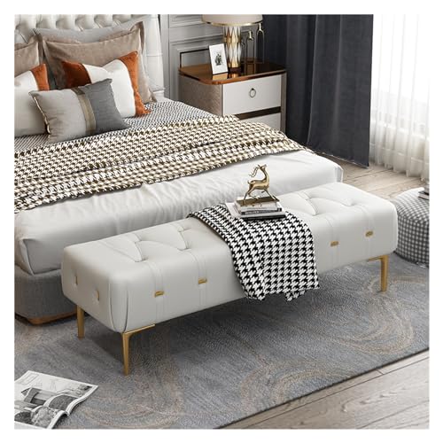 Bettbank Gepolsterte getuftete Bank mit gepolstertem Sitz, Fußhocker mit stabilen Metallbeinen, Lederbank for den Eingangsbereich des Schlafzimmers und Wohnzimmers Sitzbank(Light grey,120**40*43cm) von ZZlei2yu-12