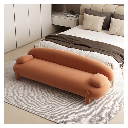 Bettbank Gepolsterte lange Bank, moderne getuftete Bettbank mit osmanischem Holzrahmen, Akzentbank for den Eingangsbereich, das Esszimmer und das Wohnzimmer Sitzbank(Orange,150*55*60cm) von ZZlei2yu-12