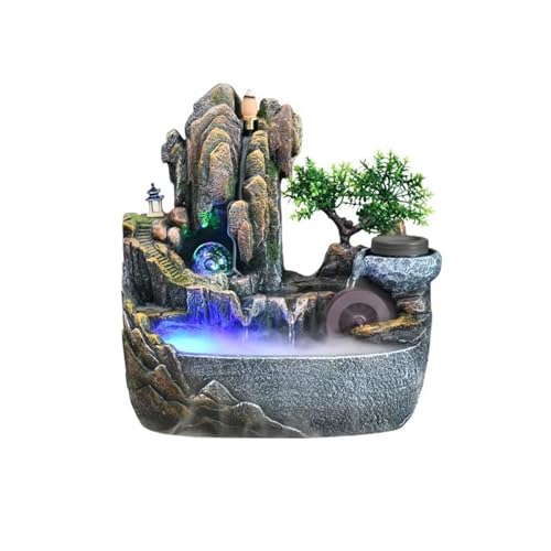 Einfache Installation Rockery Stream Tischbrunnen, Meditations-Innenwasserfall for das Home Office(Klein) von ZZlei2yu-12