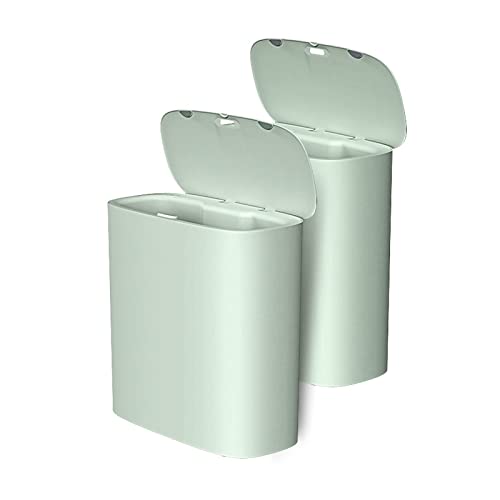 Mülleimer 10 l intelligenter Sensor-Mülleimer, Heim-Badezimmer, automatische Toilette mit Abdeckung, elektrischer Wohnzimmer-Abfallkorb mit schmalen Spalten Abfallsammler(Green,2PACK) von ZZlei2yu-12