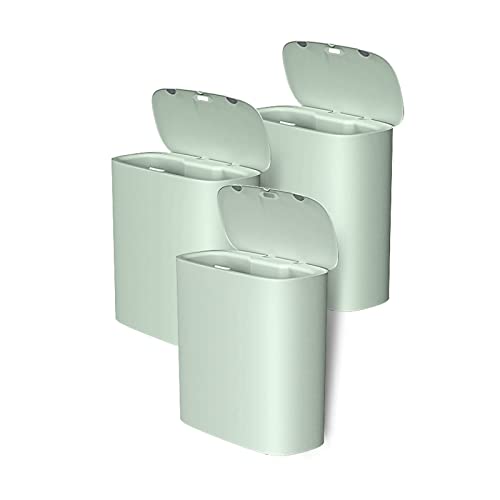 Mülleimer 10 l intelligenter Sensor-Mülleimer, Heim-Badezimmer, automatische Toilette mit Abdeckung, elektrischer Wohnzimmer-Abfallkorb mit schmalen Spalten Abfallsammler(Green,3PACK) von ZZlei2yu-12