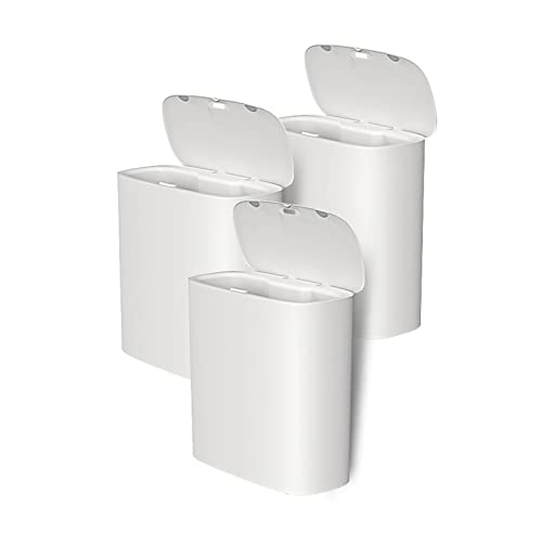 Mülleimer 10 l intelligenter Sensor-Mülleimer, Heim-Badezimmer, automatische Toilette mit Abdeckung, elektrischer Wohnzimmer-Abfallkorb mit schmalen Spalten Abfallsammler(Weiß,3PACK) von ZZlei2yu-12