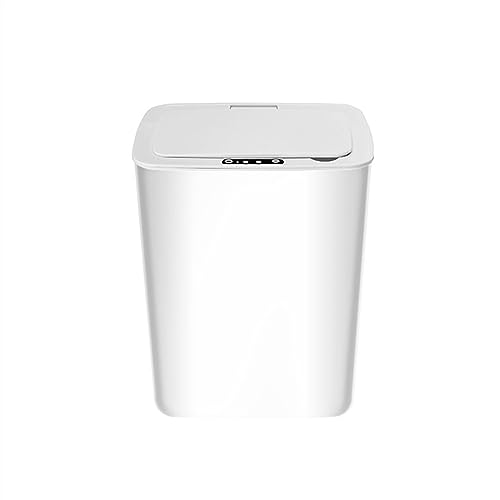 Mülleimer 14l Intelligenter Induktions-Mülleimer Home Electronic mit Abdeckung Automatischer Badezimmer-Küchen-Toilettenpapierkorb Elektrischer Mülleimer Abfallsammler(Weiß) von ZZlei2yu-12