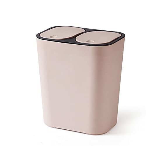 Mülleimer 16l Müllklassifizierung Mülleimer Haushalt Nass- und Trockentrennung Doppelfässer Wohnzimmer Büro Küchenbedarf Schlafsaal Familie Papierkorb Abfallsammler(Pink) von ZZlei2yu-12