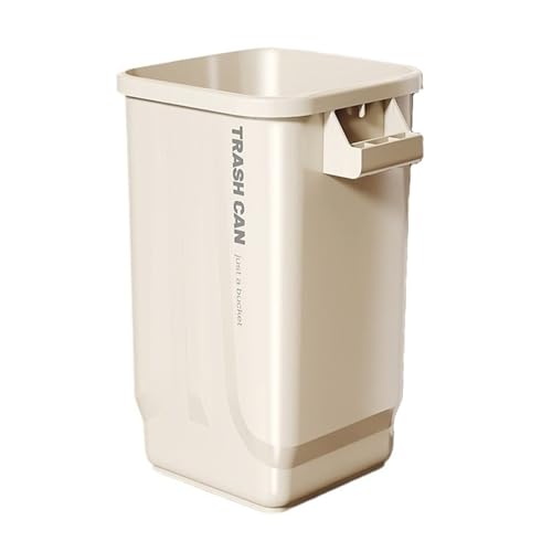 Mülleimer Quadratischer Mülleimer aus Kunststoff, 23/32 l großer Mülleimer mit stabilem Griff, moderner Mülleimer mit offener Oberseite for die Küche zu Hause, 2 Farben Abfallsammler(Cream,Groß) von ZZlei2yu-12