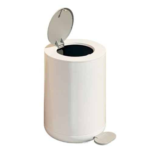 Mülleimer Runder Mülleimer mit Fußpedal, Abfalleimer mit Absenkautomatik und herausnehmbarem Inneneimer, moderner 12/15-Liter-Mülleimer mit Deckel for Wohnzimmer, Schlafzimmer, Büro Abfallsammler(Grey von ZZlei2yu-12