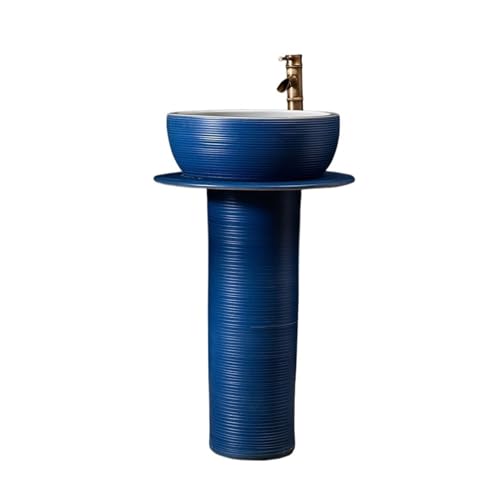 Standwaschbecken Blue Home Badezimmer-Waschbecken mit Sockel, bodenstehendes Waschbecken aus Keramik mit Wasserhahn und Abfluss-Set Standwaschbecken Blue Home Badezimmer-Waschbecken mit Sockel, bodenstehendes Waschbecken aus Keramik mit Wasserhahn und Abfluss-Set von ZZlei2yu-12