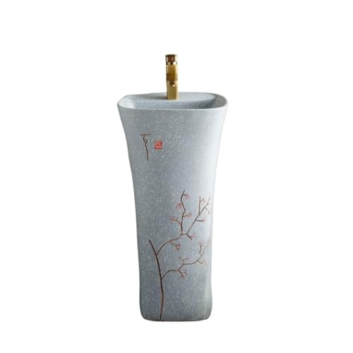 Standwaschbecken Freistehendes Waschbecken mit Sockel, Kombination mit Wasserhahn und Abfluss-Set, integrierter Hof-Retro-Waschbecken for das Badezimmer im Innenhof Standwaschbecken Freistehendes Waschbecken mit Sockel, Kombination mit Wasserhahn und Abfluss-Set, integrierter Hof-Retro-Waschbecken for das Badezimmer im Innenhof von ZZlei2yu-12