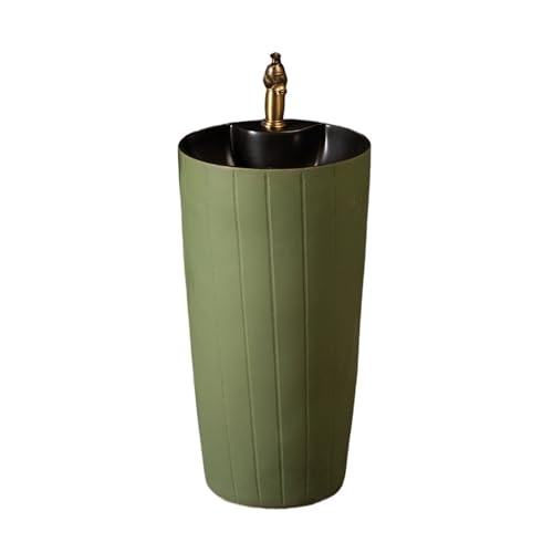 Standwaschbecken Grünes integriertes Waschbecken aus Keramik mit Wasserhahn und Abflussset for Badezimmer, Innenhof, Balkon Standwaschbecken Grünes integriertes Waschbecken aus Keramik mit Wasserhahn und Abflussset for Badezimmer, Innenhof, Balkon von ZZlei2yu-12