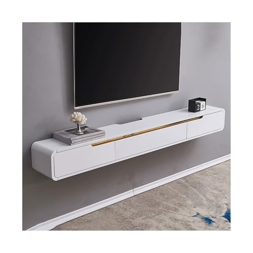 Wandmontierte TV Moderner schwebender TV-Ständer, 47,2/59/70,8 Zoll großes wandmontiertes Konsolen-Entertainment-Center mit Plattform und Medientischschrank mit 2 Schubladen for das Wohnzimmer Schwebe von ZZlei2yu-12